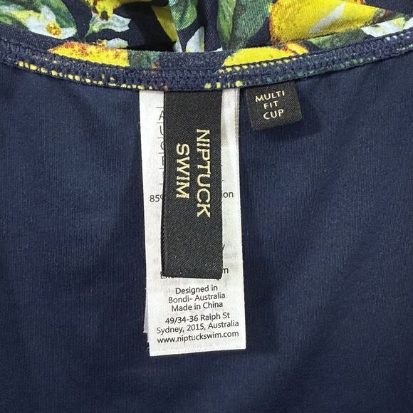 NipTuck Navy Lemon Citrus Built-in Padded Bra One-Piece Swimsuit Size 6 Slimming - Picture 3 of 13